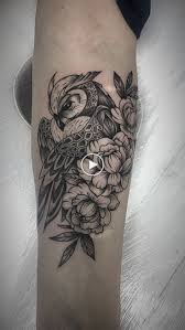 Forearm Bird And Flower Tattoo Peonies Tattoo On Forearm Black And Grey By Pozdeev Denis Forearm Tattoos Peonies Tattoo Beautiful Tattoos