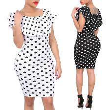 Black And White Polka Dot Bodycon Dress Stylish Fold Over Ruffles Polka Dot Bodycon Dress Bodycon Dress White Polka Dot Dress Dresses