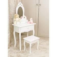 Coiffeuse Pour Filles Avec Tabouret Et Miroir Petite Table De Toilette Pour Enfants Ideale Pour Les Coiffeuse En Bois Idee Chambre Fillette Tabouret Coiffeuse