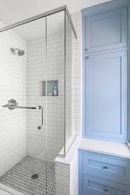 Gray and blue marble countertop on a white washstand in a transitional bathroom finished with a gray and blue mirror. 75 Beautiful Blue Bathroom Pictures Ideas August 2021 Houzz