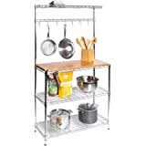 Shop from baker's racks, like the the metal wood corner rack or the safavieh abarrane wrought iron 4 tier outdoor corner shelf, while discovering new home products and designs. Amazon Com Seville Classics Bakers Rack Kitchen Workstation With Rubber Wood Top Home Kitchen