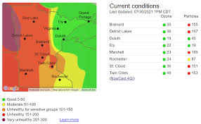 The difference is that waqa is based on lower levels of fine particle pollution than the federal aqi. Unprecedented Mn Air Quality Very Unhealthy Into Next Week Mpr News