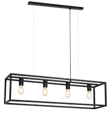 luminaire suspendu noir ou rouille e27x4 1000mm long hanglamp huisverlichting keuken lichten