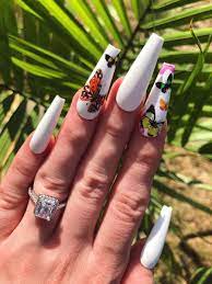 Baby Butterfly Nail Set In 2020 White Acrylic Nails Butterfly Nail Perfect Nails