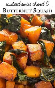 Easy Sauteed Butternut Squash With Swiss Chard Just A Little Bit Of Bacon Recipe Sauteed Butternut Squash Chard Recipes Winter Squash Recipes