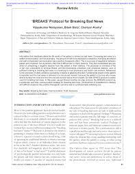 Pdf Breaks Protocol For Breaking Bad News