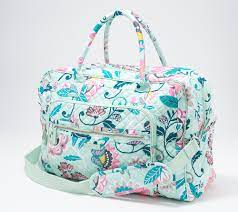 Vera bradley mint flowers weekender. Vera Bradley Signature Weekender Bag Qvc Com