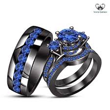 Black And Blue Wedding Rings For Her Pin On Pretty Jewelry