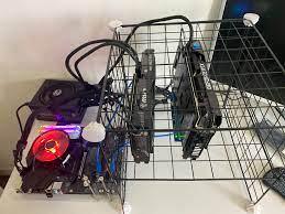 Base 33cm x 59cm pine shelf 5 x square beams 2.1 x 2.1 x 90cm lengths cross beam length 54.8cm. My Diy Mining Rig Frame Ethermining
