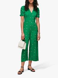 Whistles Romantic Floral Print Jumpsuit Green At John Lewis Partners