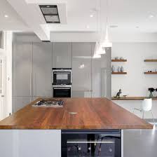 White gloss handless wren kitchen with curves grey slate work top. Gloss Kitchen Ideas 10 Ideas Ideal Home