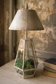 Terrarium Lamp With Metal Shade 294 00 Lamp Farmhouse Style Lighting Fixtures Terrarium Table