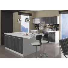 Son implantation avec îlot central en fait un coin repas convivial et pratique. Ultra Ilot Central L 200 Cm Avec Plan De Travail Decor Chene Gris Cdiscount Maison