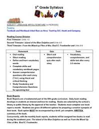 5th Grade Syllabus Syllabus 5th Grades Math Books