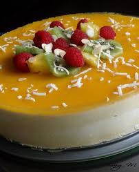 Bavarois Mangue Avec Son Biscuit A La Noix De Coco Recettes Recette Biscuit Noix De Coco Bavarois Mangue Desserts Aux Fruits