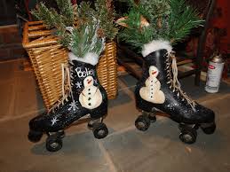 Trashy Treasures Snowman Roller Skates Snowman Painting Painted Ice Skates Christmas Crafts