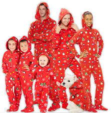 Holly Jolly Family Matching Hoodie Footed Pajamas Onesies For Boys Girls Men Women And Pets Footed Pajamas Co