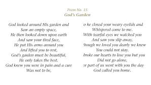 God S Garden Funeral Poems Poems Writing Poems