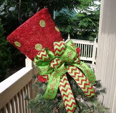 Red And Lime Top Hat Tree Topper Xl Lighted Tree Topper Bow Etsy Christmas Tree Bows Holiday Decor Christmas Tree Topper Bow