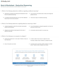 Quiz Worksheet Deductive Reasoning Study Com