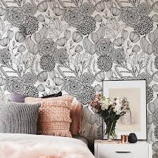 Black And White Floral Wallpaper Peel And Stick Nuwallpaper 30 75 Sq Ft Black Vinyl Floral Self Adhesive Peel And Stick Wallpaper Lowes Com In 2020 Wallpaper Roll Stick On Wallpaper Peel And Stick Wallpaper