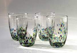 4 Hand Blown Glass Tumblers Multi Colour Water Glasses Etsy Hand Blown Glass Hand Blown Glass Blowing