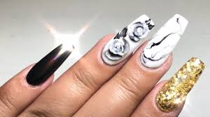 Uñas acrilicas negras con blanco / 37 mejores diseños de uñas en negro que te van a encantar. Unas Elegantes De Fiesta Unas Blanco Con Negro Esculturales Youtube