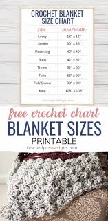 crochet blanket size chart printable rescued paw designs