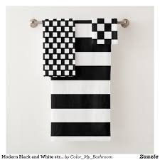 Black And White Striped Flag With Cross Modern Black And White Stripes Bathroom Bath Towel Set Zazzle Com With Images Bathroom Bath Towel Set Black Decor