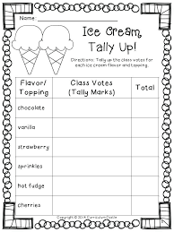 Ice Cream Flavors And Toppings Tally Chart Pictograph Bar