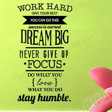 Free Shipping Motivation Wall Decals Office Room Decor Never Give Up Work Hard Dream Big Inspirational Quote Wall Work Quotes Wall Quotes Motivation Wall