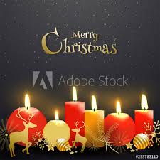 Realistic Illuminated Candles In Yellow And Red Color With Festival Ornamental Elements On Black Background For Merry Christmas Greeting Card Design Buy This Stock Vector And Explore Similar Vectors At Adobe