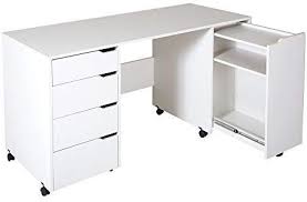 South Shore Crea Craft Table On Wheels With Sliding Shelf Storage Drawers And Scratchproof Surface Pure Craft Tables With Storage Craft Table Storage Drawers