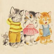3 Little Kittens Who Lost Their Mittens Vintage Illustration Cat Art Little Kittens