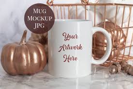 Now, while the glue is wet, add your painted leaves. Mug Mockup Rose Gold Mini Pumpkins Creative Photoshop Templates Creative Market