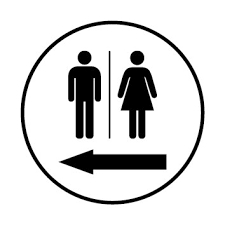 320x210mm , (gegen aufpreis 600x200mm lieferbar). Wc Toiletten Schild Piktogramm Herren Damen Pfeil Links Weiss Rund