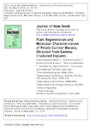 PDF) Plant Regeneration and Molecular Characterization of Potato Cultivar  Macaca, Obtained from Gamma-Irradiated Explants