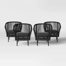 Standish 4pk Patio Chat Chair Black Project 62 In 2020 Patio Furniture Collection Patio Chairs Wicker Patio Chairs