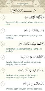 Surat ini adalah jawaban tegas terhadap upaya kompromi kafir quraisy kepada rasulullah shallallahu 'alaihi wa sallam berkaitan dengan urusan ibadah. Terjemahan Surat Al Kafirun Beserta Artinya Contoh Seputar Surat