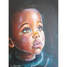 Boy Portrait With Cupcake Acrylic Painting Art Print, African-american  Child Portrait, Cute Art Print, Handsigned Wall Art, Contemporary Art