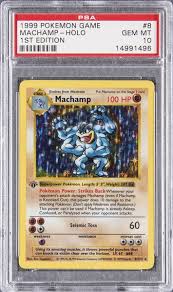 Using its heavy muscles, it throws powerful punches that can send the victim machamp has the power to hurl anything aside. Lot Detail 1999 Pokemon Game 1st Edition 8 Machamp Holo Psa Gem Mt 10