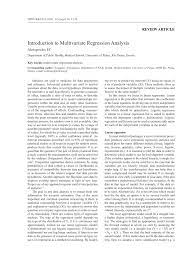 Multiple linear regression standardized regression slopes multicollinearity model selection partial eects. Pdf Introduction To Multivariate Regression Analysis