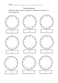 Telling Time Printable Worksheets First Grade Refrence Blank Clock ...