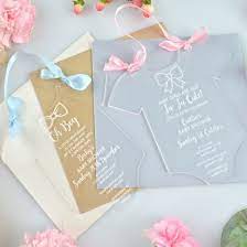 Engraved Baby Shower Acrylic Invitations Personalised Favours Christening Invitations Engraved Invitations Babyshower Invitations