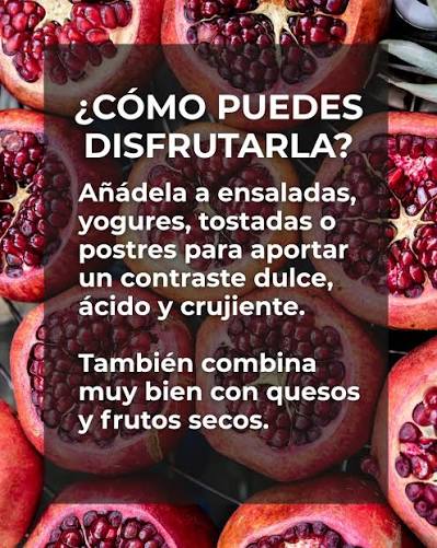 ♥️La fruta granada ofrece numerosos beneficios para la salud, incluyendo protección contra radicales libres, apoyo a la salud cardiovascular, mejora de la digestión, fortalecimiento del sistema inmuno