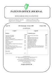 PATENTS OFFICE JOURNAL - Irish Patents Office