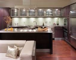 Using Smoked And Frosted Glass In Cabinet Doors Creates A Sultry Mood In The Kitchen Glass Kitchen Cabinets Kitchen Design Small Small Modern Kitchens