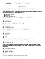 › the salem and other witch hunts commonlit answers key. Mccarthyism Worksheet Answer Key Name Answer Key Date Period Mccarthyism Directions Fill In The Blanks With The Information From The Presentation What Course Hero