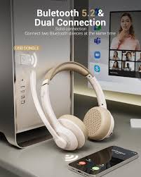 Wireless Headset with AI Noise Cancelling Mic