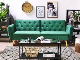 4.4 out of 5 stars. Velvet Sofa Bed Dark Green Bardu Beliani De